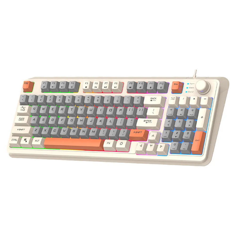 K82 Gaming Keyboard 94 Keys Portable Wired Office Keyboard With Colorful RGB Backlight Mechanical Ultra Silence Keyboard Comfortable Typing Experience For Laptop PC Computer Honey