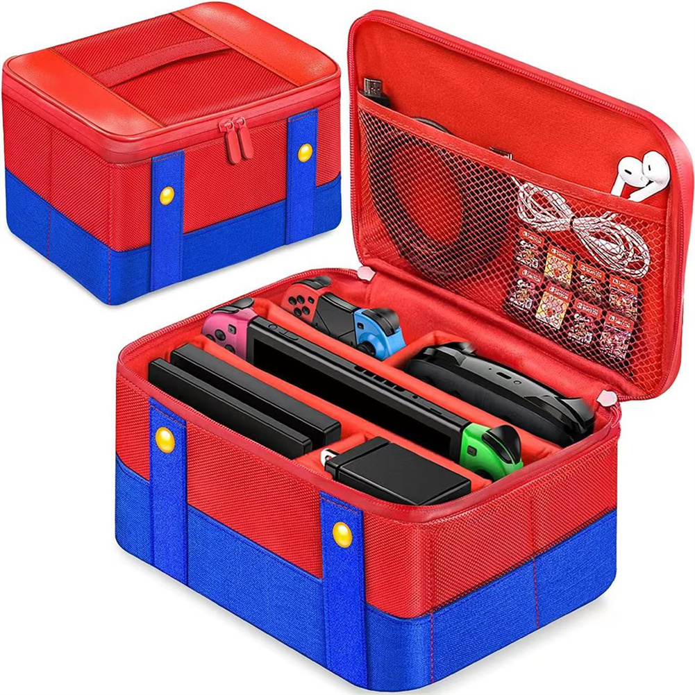 Large Carrying Protective Case Travel Storage Bag Compatible For Nintendo Switch Oled Console Pro Controller red blue