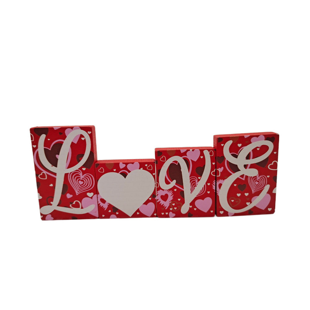 Love Blocks Wooden V-day Gift Table  Top  Decoration Heart Shape Design L O V E Words Valentine's Day Decor LOVE