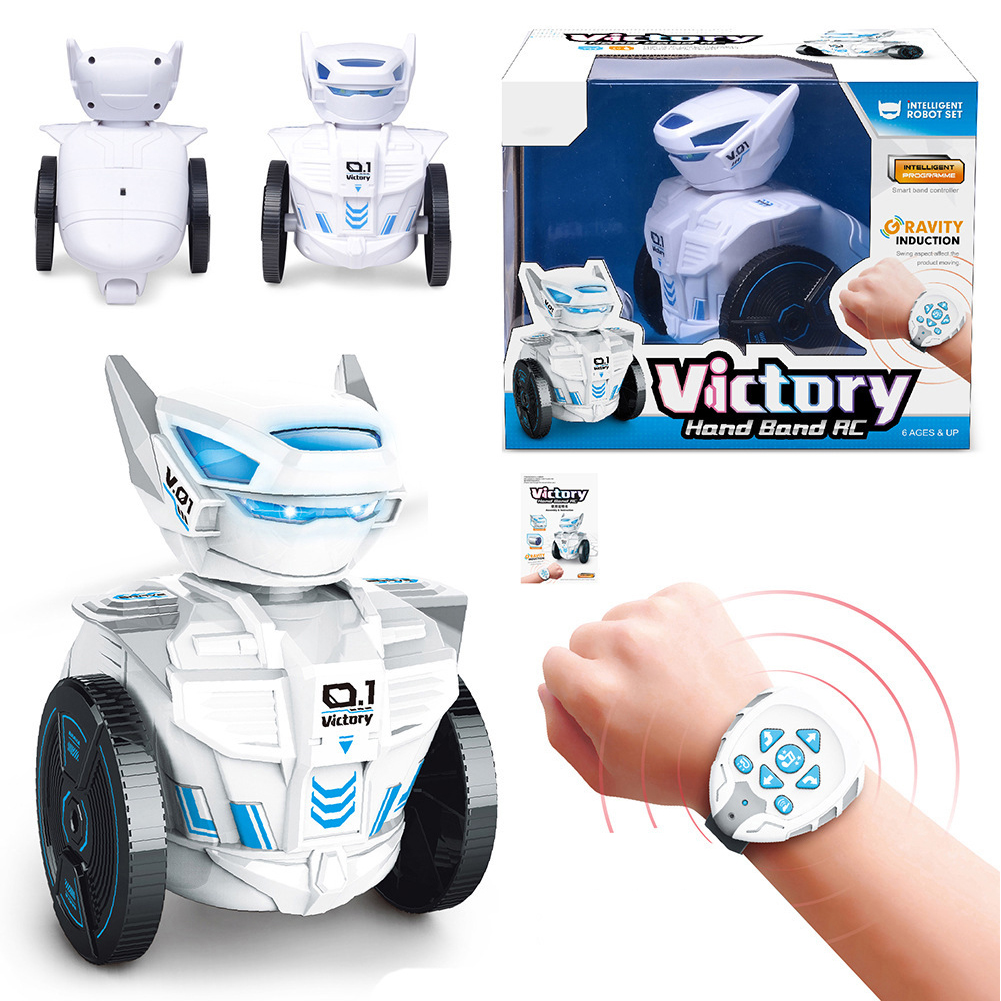 DIY007 Gravity induction Watch Remote Control Car Robot 2.4G RC Intelligent Robot Children Toys BG1526 watch remote sensing robot [window box / finished version] 600g
