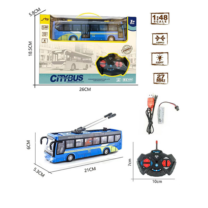 Wholesale 27MHz RC Bus Toy With Lights 4CH Simulation Tourist ...