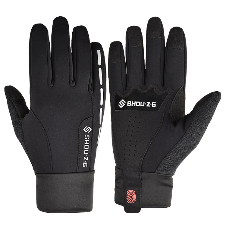 Fleece Gloves Autumn Winter Warm Gloves Touch screen Waterproof Elastic Non-slip Gloves for cycling  black_XL