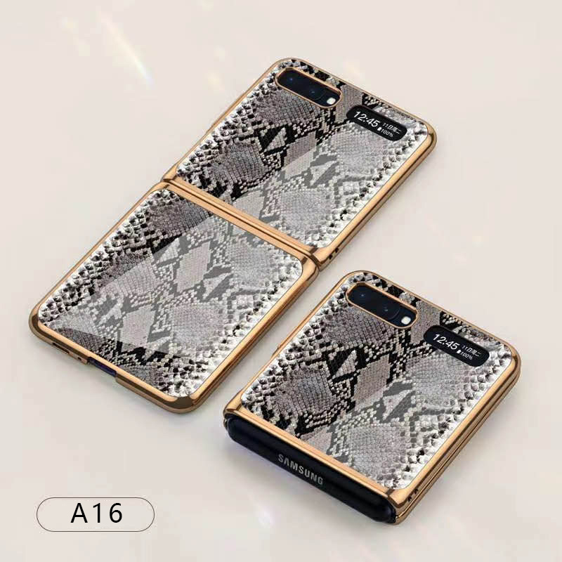 For Samsung Galaxy Z flip Foldable Cellphone Shell Electroplated Painted Folding Phone Case A16 Python pattern