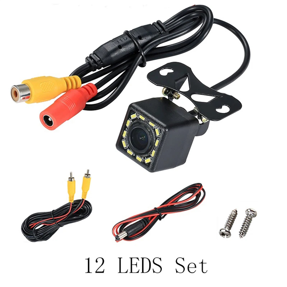 Car Camera Rearview Camera Universal Mount Rear Camera Backup Parking Reverse Assist Cam LED Night Vision Parking Camera 12 lights