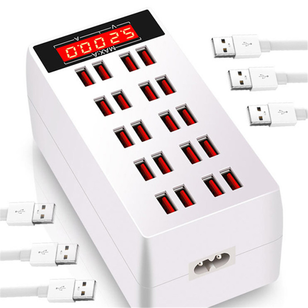 20-Ports Max 100W USB Hub Phone Charger Multiplie Devices Charging Dock Station Smart Adapter UK Plug