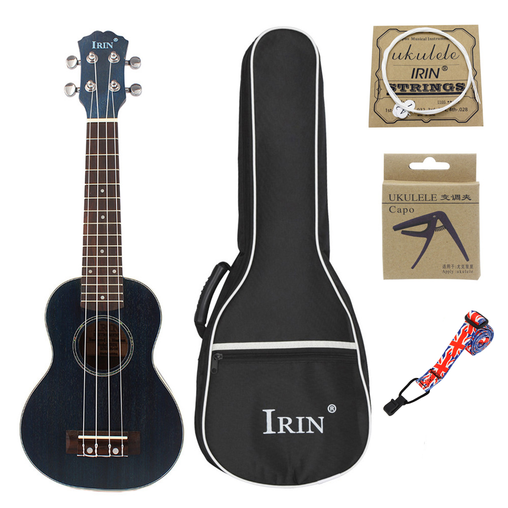21inch Ukulele Concert 4 Strings Musical Instruments 15 Frets Spruce Wood Hawaiian Small Guitar Free Case&Strings Gradient blue