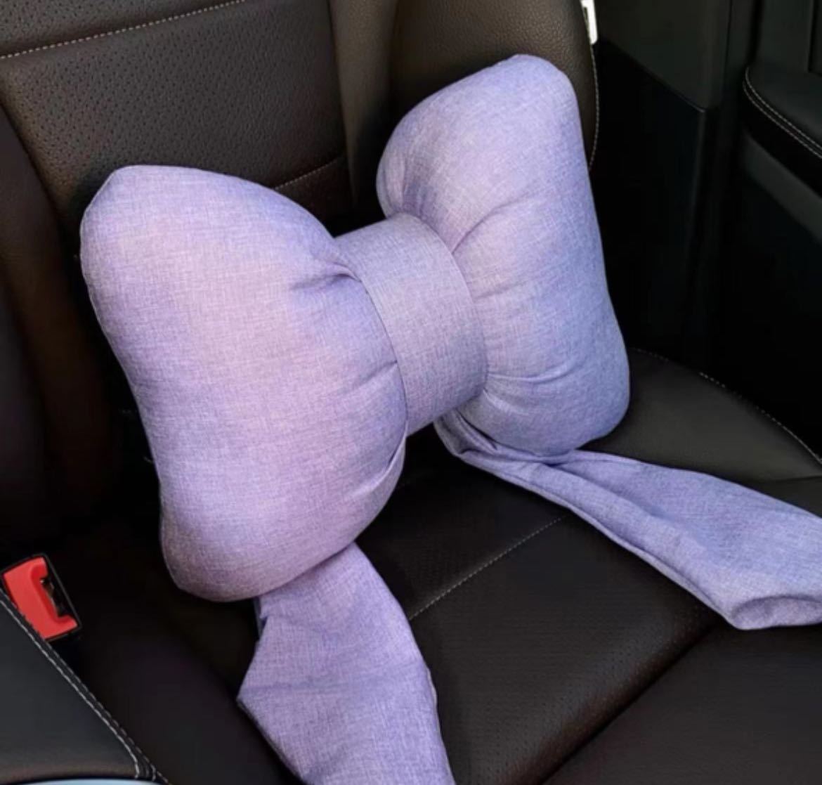 Car Seat Headrest Neck Rest Cushion, Big Bowknot Streamer Shaped Neck Pillow Quick Buckle Design Ergonomic Neck Lumbar Support