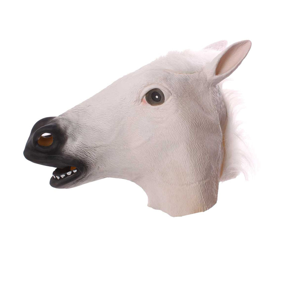 Mask Cosplay Masquerade Funny Halloween Mask Wig White horse head