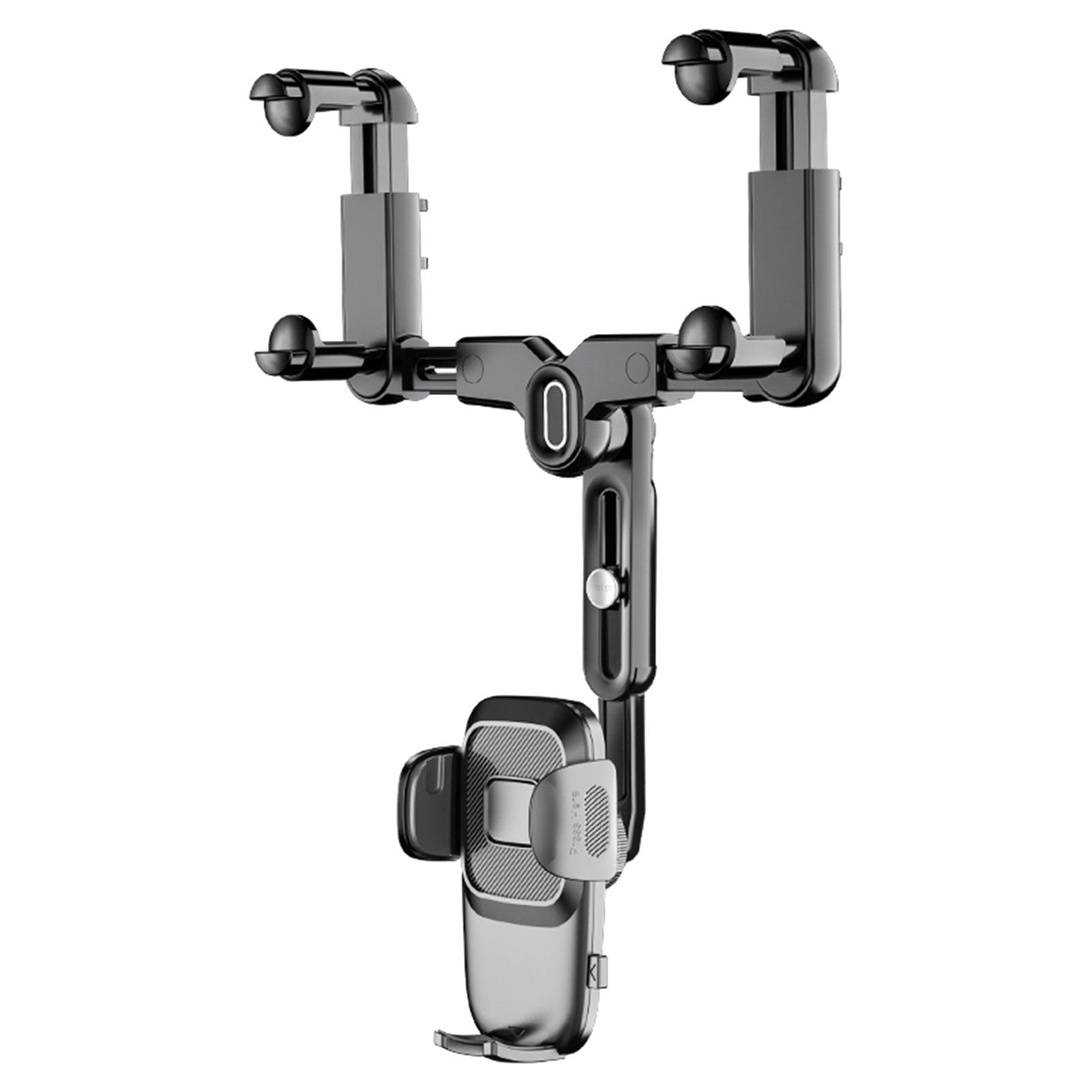 Rearview Mirror Phone Holder Mount For Car Multi-directional 360-degree Rotatable Retractable Navigation Bracket black