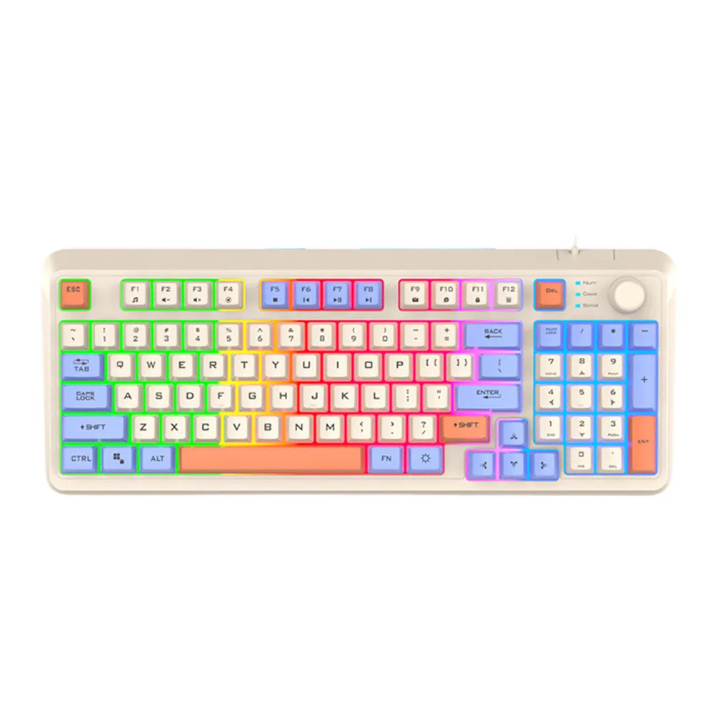 K82 Gaming Keyboard 94 Keys Portable Wired Office Keyboard With Colorful RGB Backlight Mechanical Ultra Silence Keyboard Comfortable Typing Experience For Laptop PC Computer Lake blue