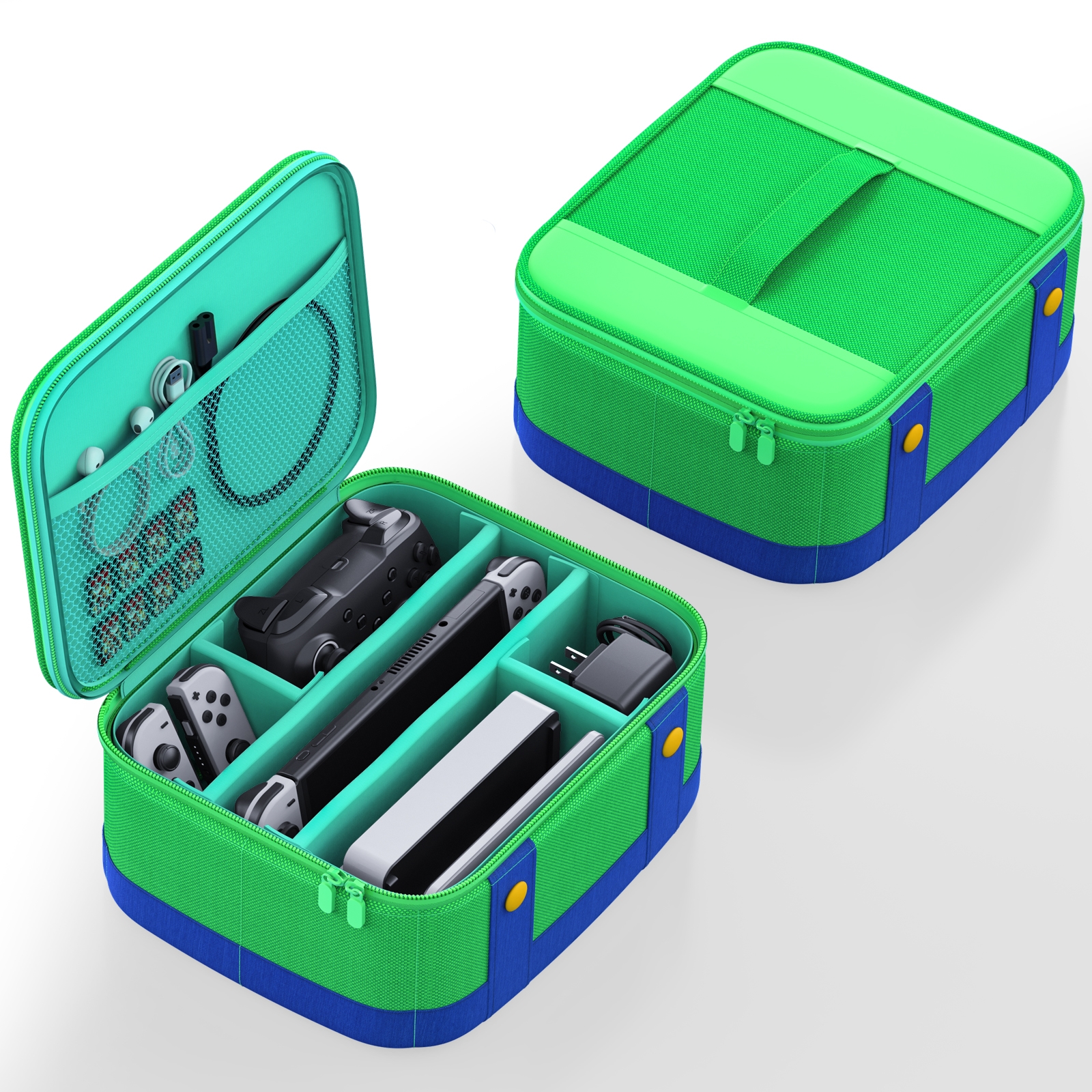Large Carrying Protective Case Travel Storage Bag Compatible For Nintendo Switch Oled Console Pro Controller green