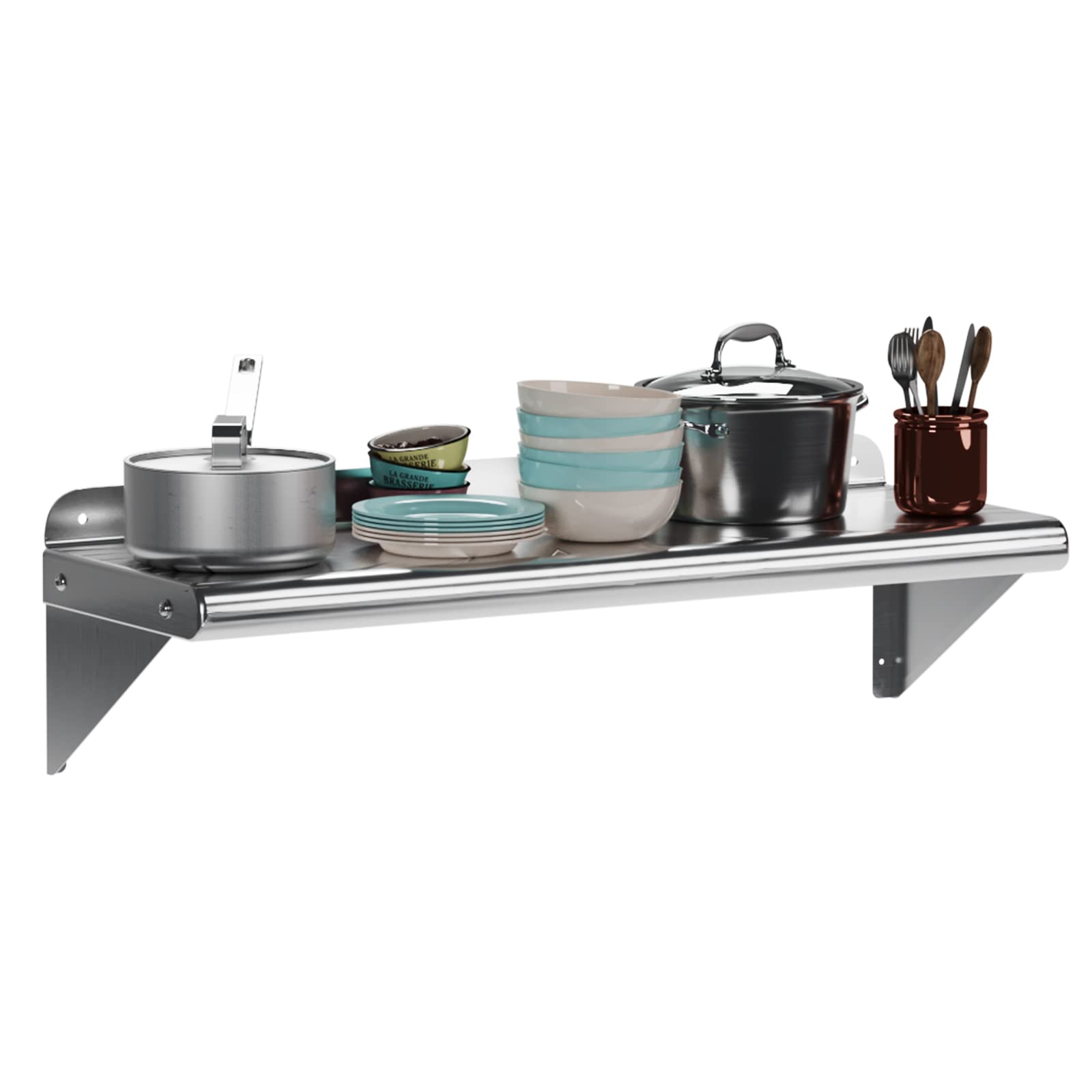 US GARVEE Stainless Steel Wall Shelf Commercial Wall Mount Shelving ‎‎Rectangular Floating Shelf