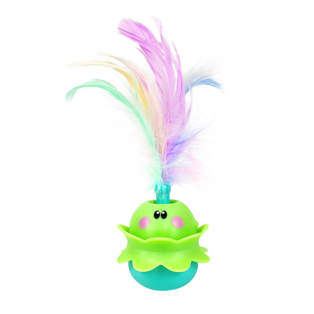 Electronic Cat Toy, Automatic Cat Toys Interactive With LED Lights, Type-C Charging Cable, Whisper Mode, Swing Type Rechargeable Cat Toys For Living Room blue green wide6.5cm height 20cm