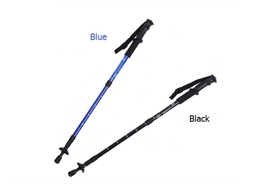 4-section Straight Aluminium Alloy Trekking Poles Telescopic Walking Sticks Ultralight Walking Canes  blue