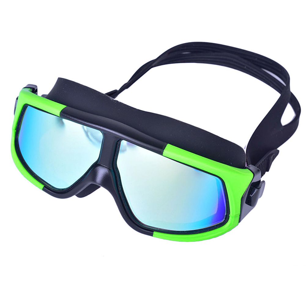 Men Women Swimming Goggles Thickened Waterproof High-definition Double Layer Anti-fog Swim Eyewear G black green blue plating