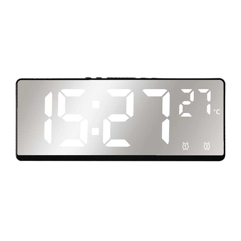 6.9 Inches Electronic Alarm Clock 5 Levels Brightness Adjustable Large Screen Student Desk Clock Table Clock white