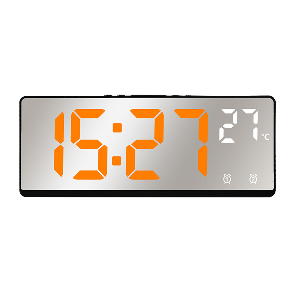 6.9 Inches Electronic Alarm Clock 5 Levels Brightness Adjustable Large Screen Student Desk Clock Table Clock orange
