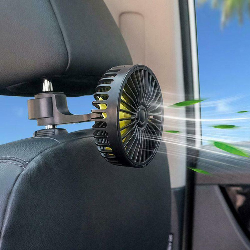 Usb Car Headrest Fan Mini Rear Seat 3-speed Adjustable Air Cooling Blowing Fans Plug And Play F407 black