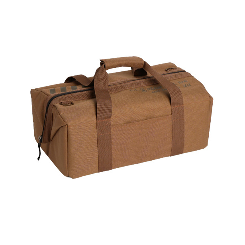 Outdoor Camping Tent Bag Camping Storage Bag Outdoor Utility Tote Bag Camping Cookware Organizer With Built-in Removable Hard PP Divider And Front Storage Bag Strap Sand color