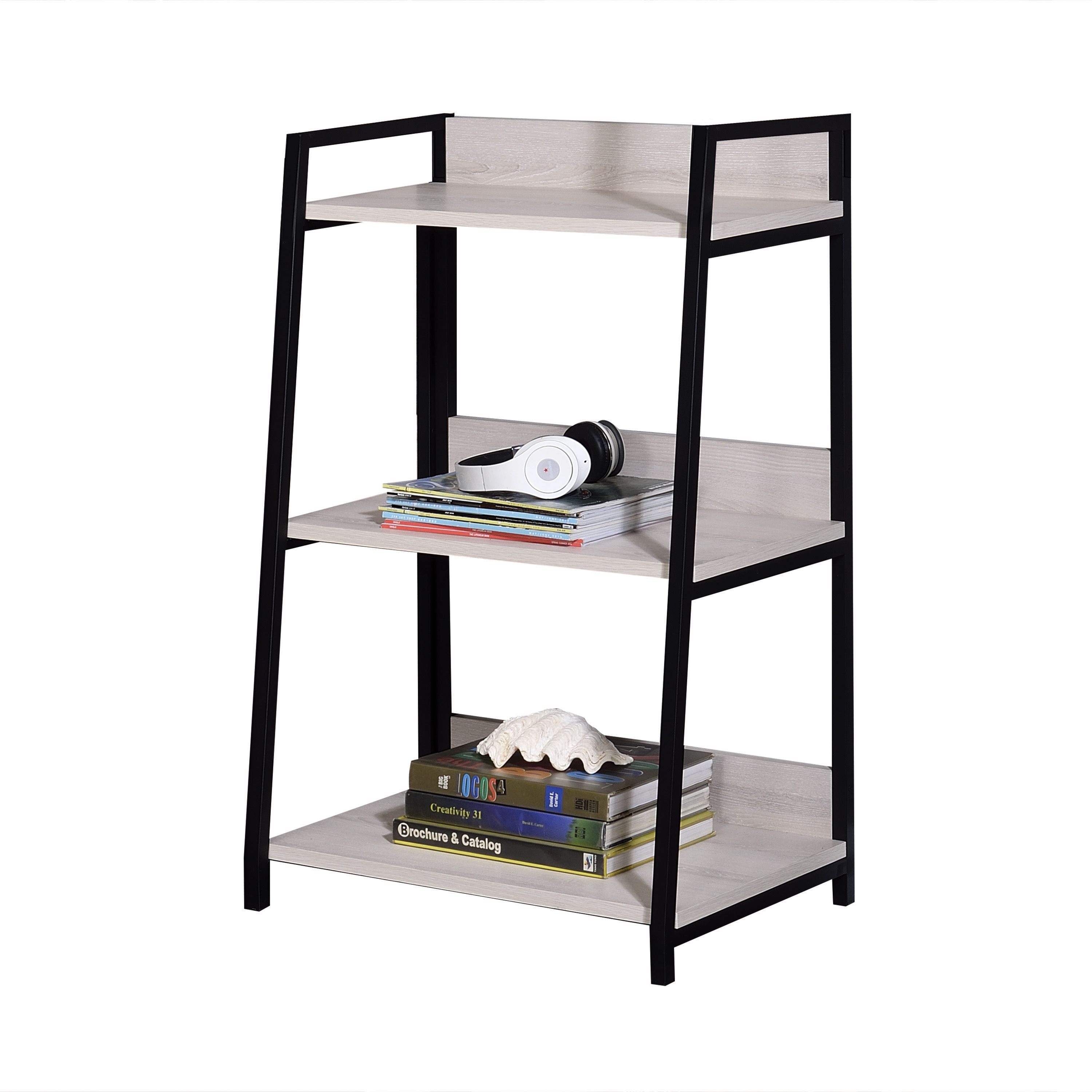 [US Direct] ACME Wendral Bookshelf (3-Tier), Natural & Black 92672