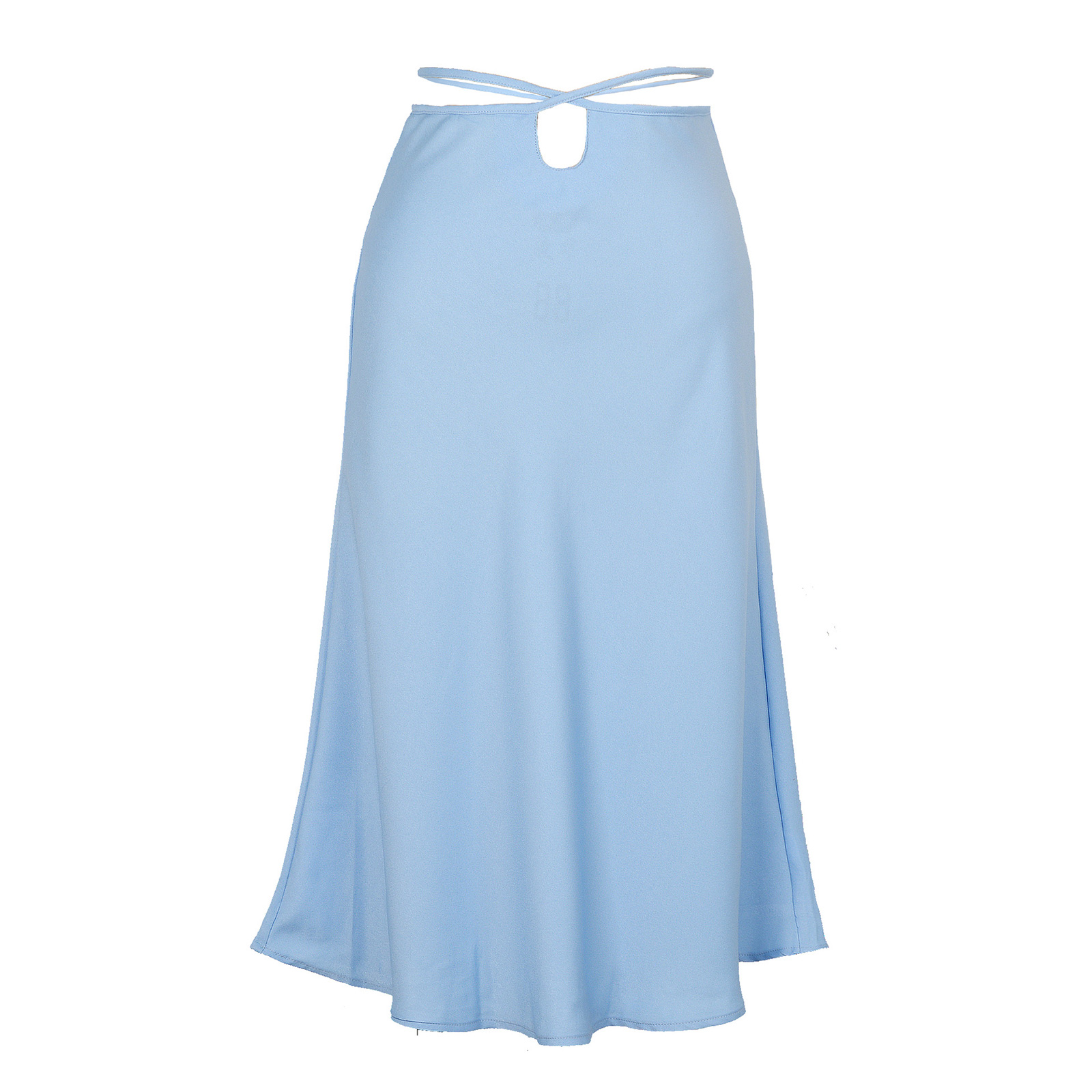 Women Maxi Skirt Wrap Pencil Zipper Long Skirts Slim Fit Solid Color Lace-up Bodycon A-line Skirt blue S