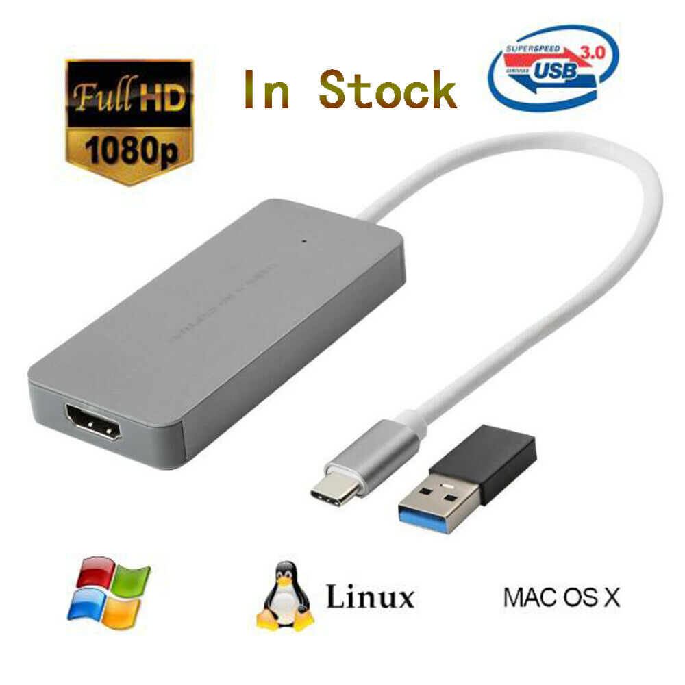 USB 3.0 HD Video Capture for HDMI to TypeC UVC Video Capture Type-c  gray