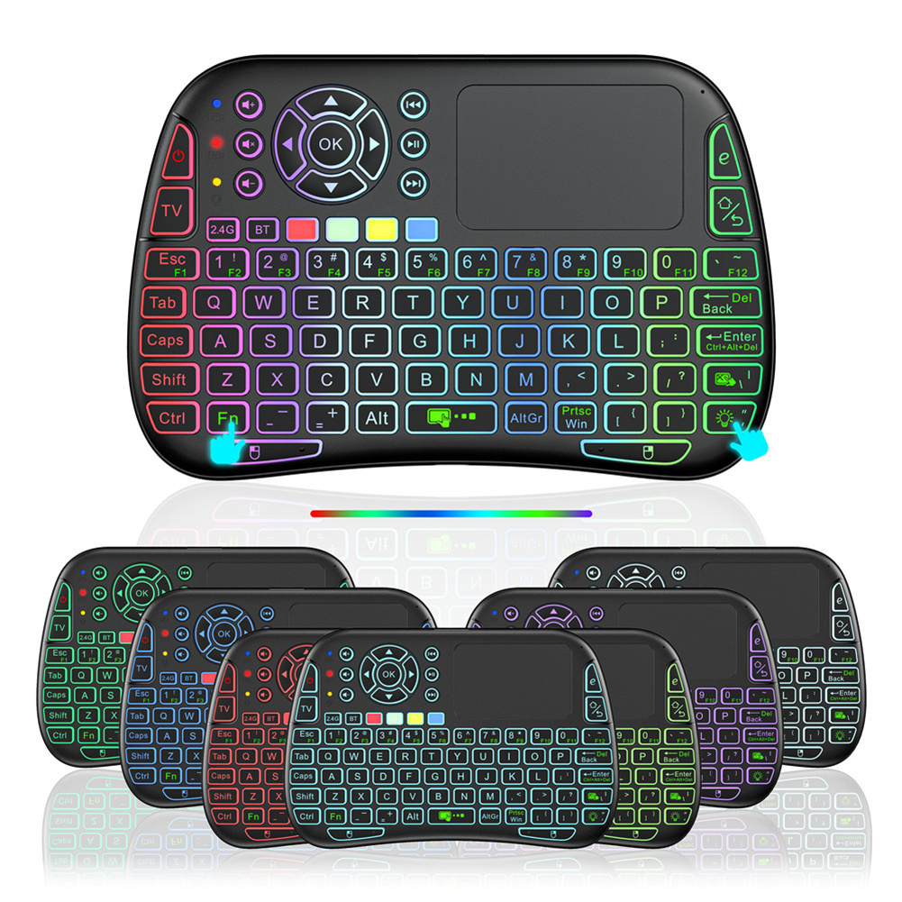 M9 Smart Wireless Mini Keyboard Bluetooth-compatible 2.4g Dual Mode Touchpad Colorful Backlight Keyboard black English
