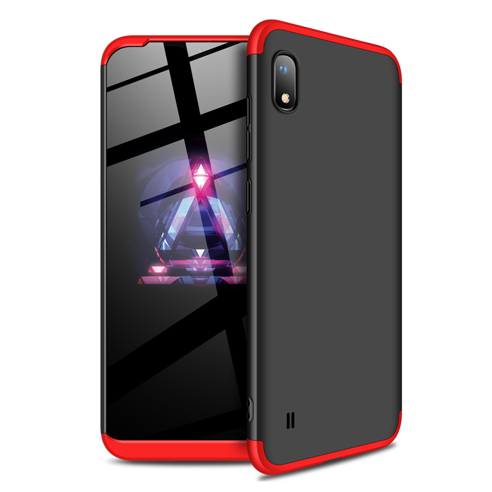 [Indonesia Direct] For Samsung A10 Ultra Slim PC Back Cover Non-slip Shockproof 360 Degree Full Protective Case Red black red