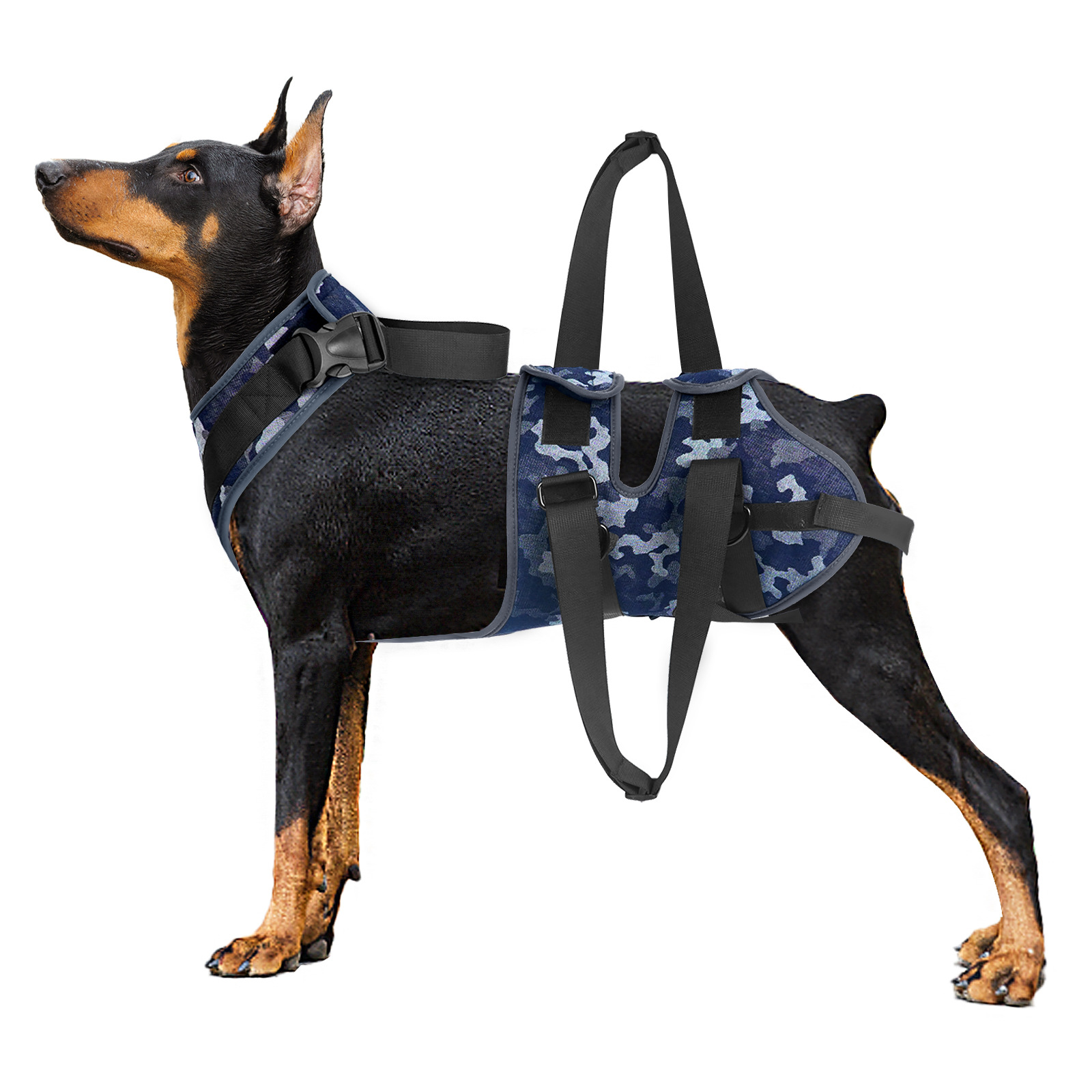US Pet Dog Camouflage Assistive Sling Help Lift Rear Legs Chest Strap Leash Harness For Elderly Disabled Injured Dogs camouflage blue XL