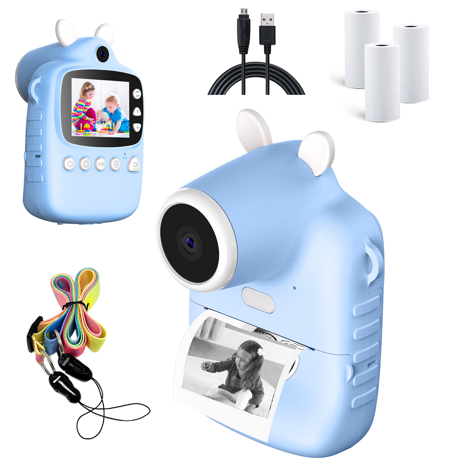 US P1 Children Instant Camera Mp3 Printing Camera 2.4-Inch HD Camcorder
