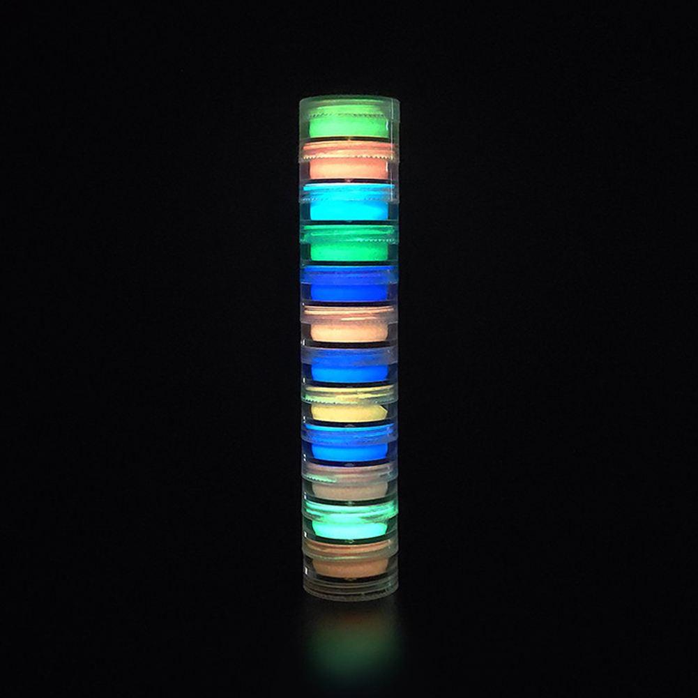 12 Colors Fluorescence Nail Glitter Powder Light Luminous Ultrafine Glowing Pigment Neon Nail Powder 1#