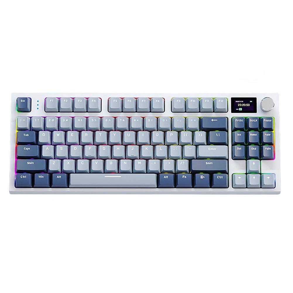 K86 Gaming Keyboard Colorful Backlight Mechanical 87 Keys Portable Wired/Wireless Keyboard Silence Hot Swap Design Keyboard For Laptop PC Computer Tablet Lavender blue whale shaft