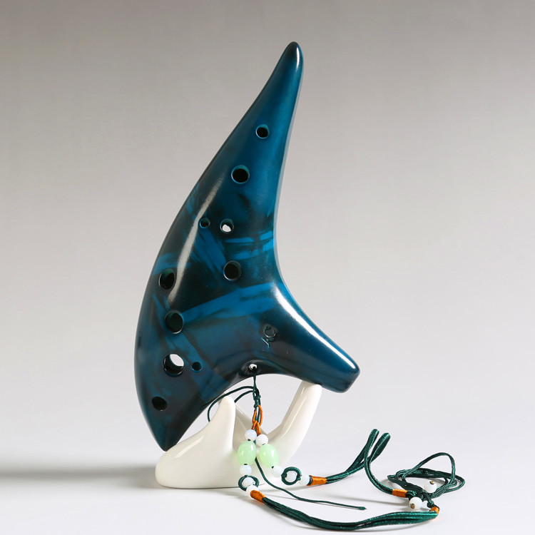 Classic 12 Hole Ceramic Ocarina Woodwind Instruments Flute blue