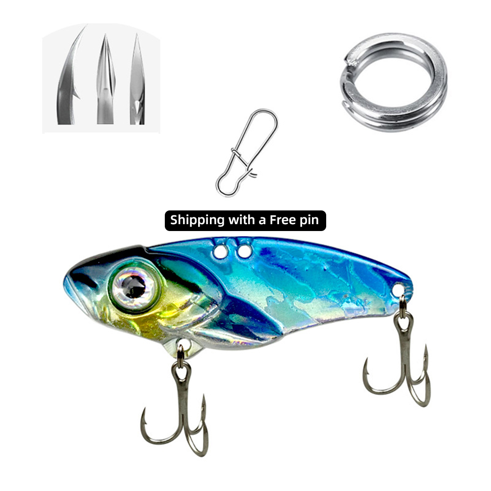 fishing lure 10/20g 3D Eyes Metal Vib Blade Lure Sinking Vibration Baits Artificial Vibe for Bass Pike Perch Fishing Blue colorful_10g