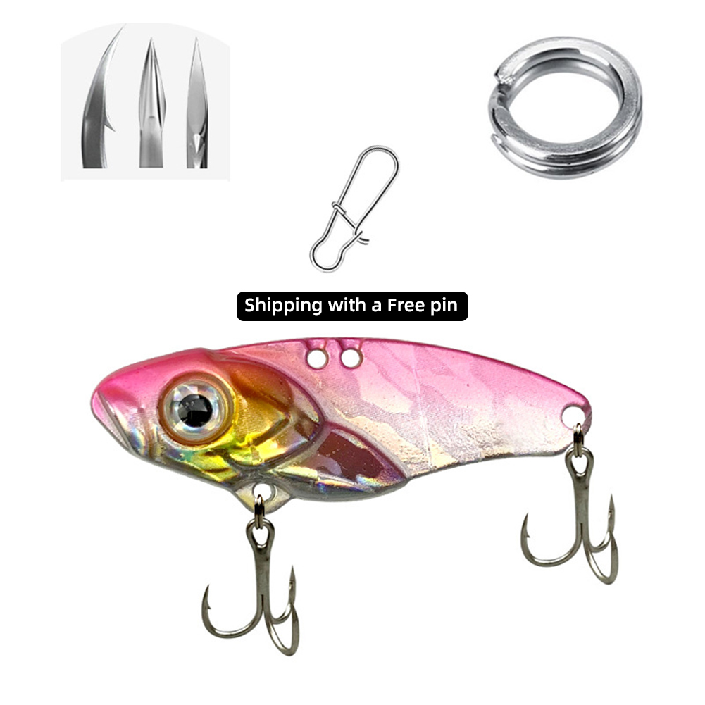 fishing lure 10/20g 3D Eyes Metal Vib Blade Lure Sinking Vibration Baits Artificial Vibe for Bass Pike Perch Fishing Pink  colorful_10g