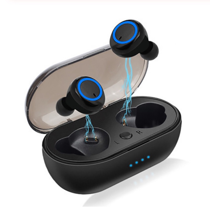 W12 TWS Wireless Earphone for IOS Android Mobile Phone Bluetooth 5.0 Multi-function Sports Headphone Touch Control Earbuds with Charging Box  Blue ring touch version