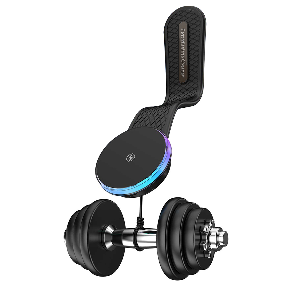 Wireless Car Charger 15W Fast Charging Magnetic Car Charger Rotatable Foldable Car Phone Holder Mount With RGB Light black
