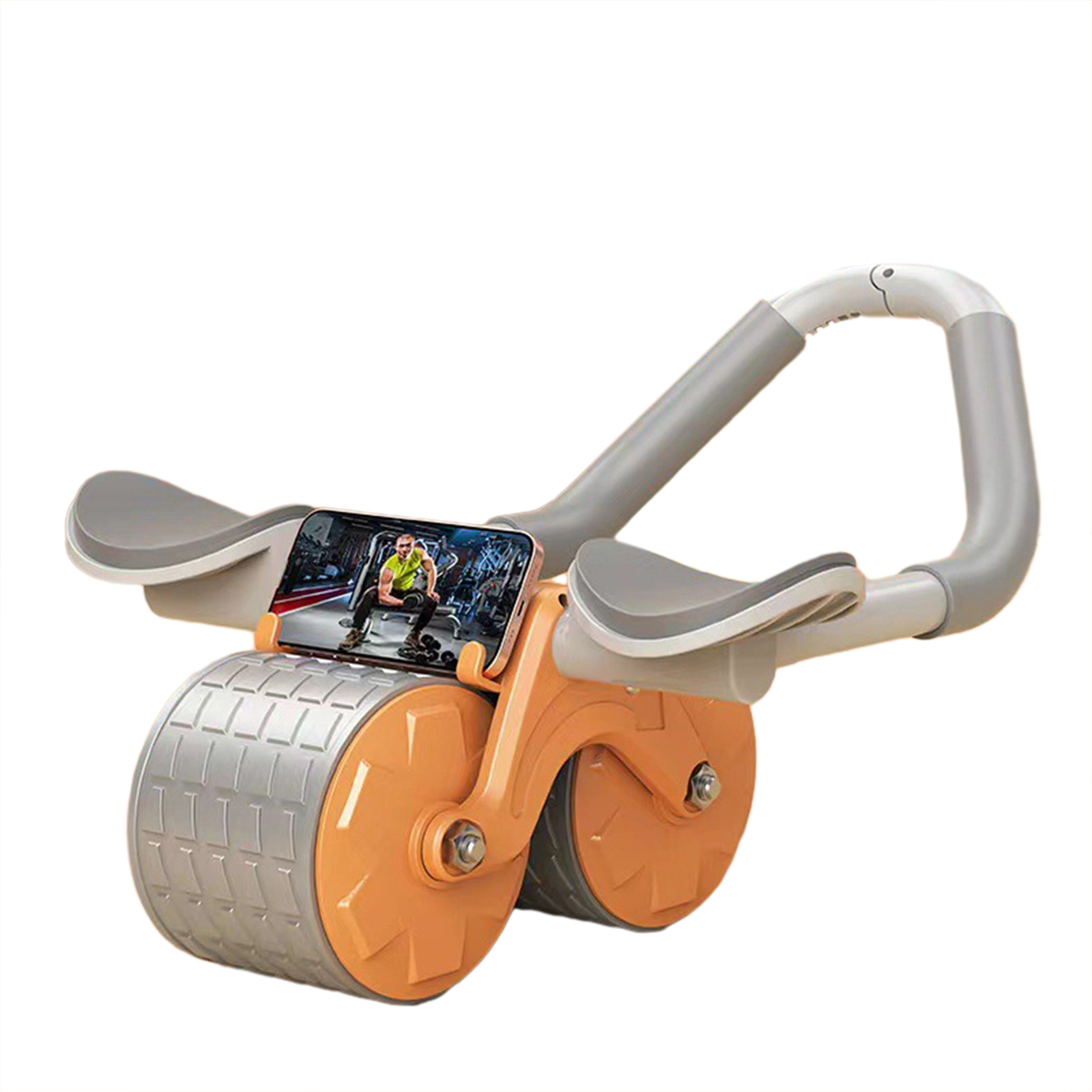 Abdominal Exercise Roller With Timer & Pad Silent Automatic Rebound Widened Wheel Base