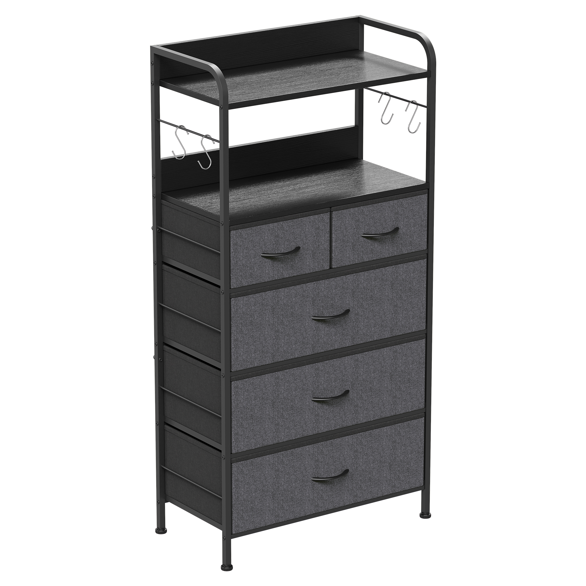 US GARVEE 5 Drawers Dresser for Bedroom with Shelf ,Chest of Drawers & Storage Drawers, Tall Fabric Storage Dresser for Living Room, Organizer Unit, Easy Assembly, Grey