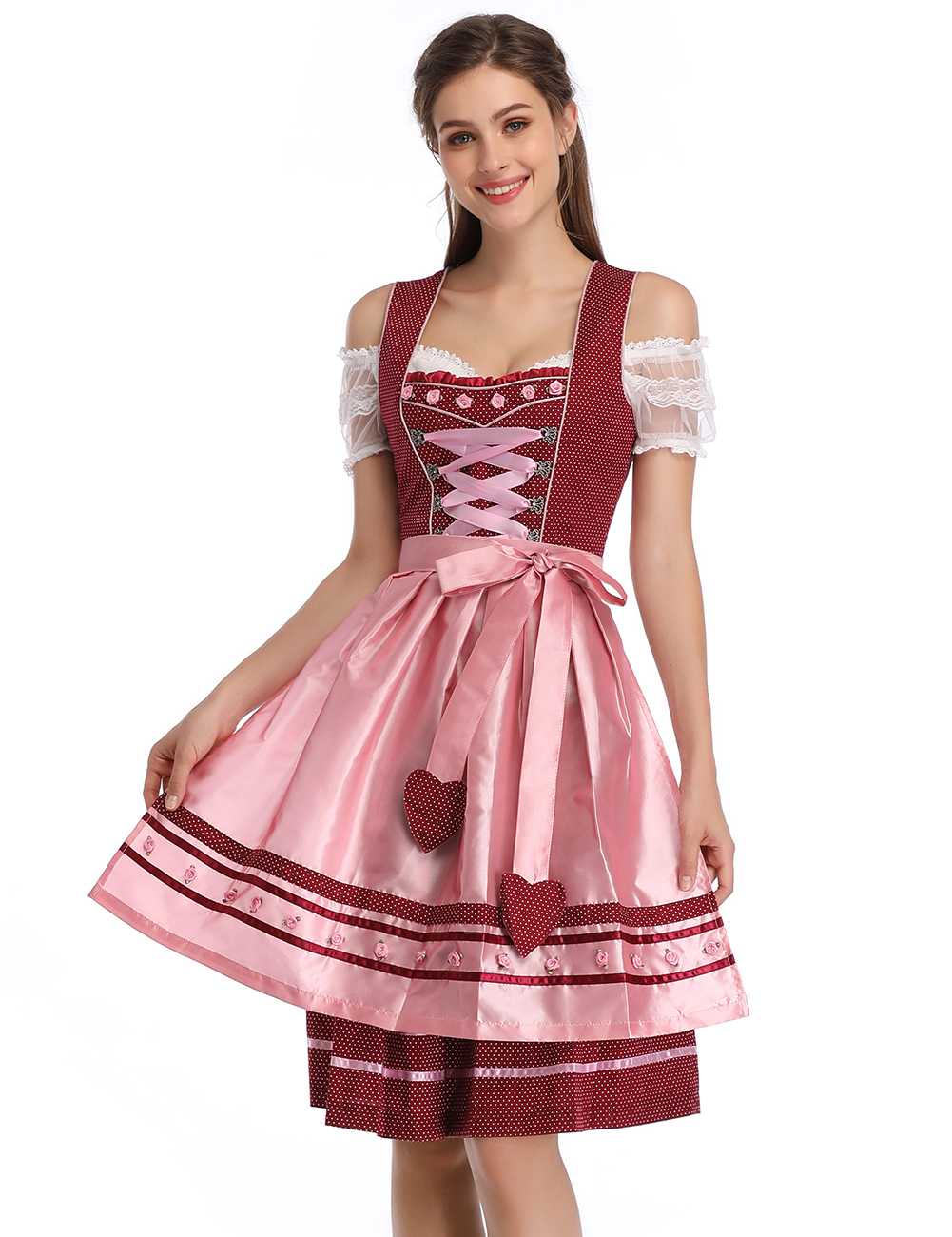 US Beer Service Ladies Red Wave Point Love Apron Three-piece