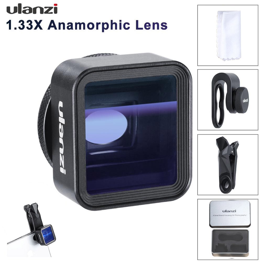 Ulanzi 17mm Universal 1.33X Anamorphic Phone Lens for iPhone Xs Max X Huawei P20 Pro Mate Movie Shooting Film Making Phone Lens  black