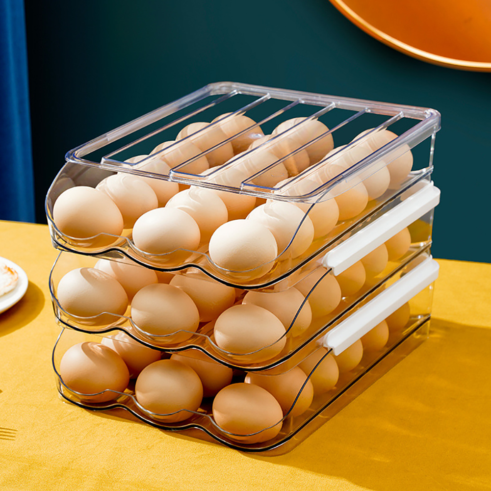 Egg Holder Automatic Rolling Egg Holder Rolling Egg Holder Dispenser Automatically Refrigerator Rolling Egg Container Space Saving Egg Holders Tray