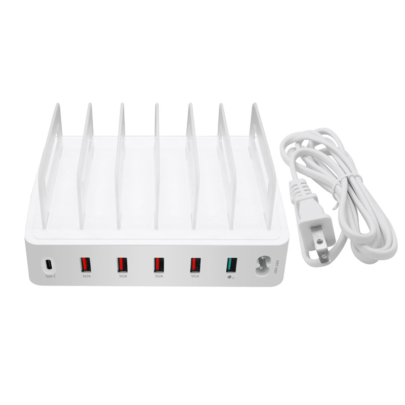 6 Port QC3.0 USB Charger Quick Charging Station Dock Multiple Devices Organizer For iPhone Dock Station US Plug