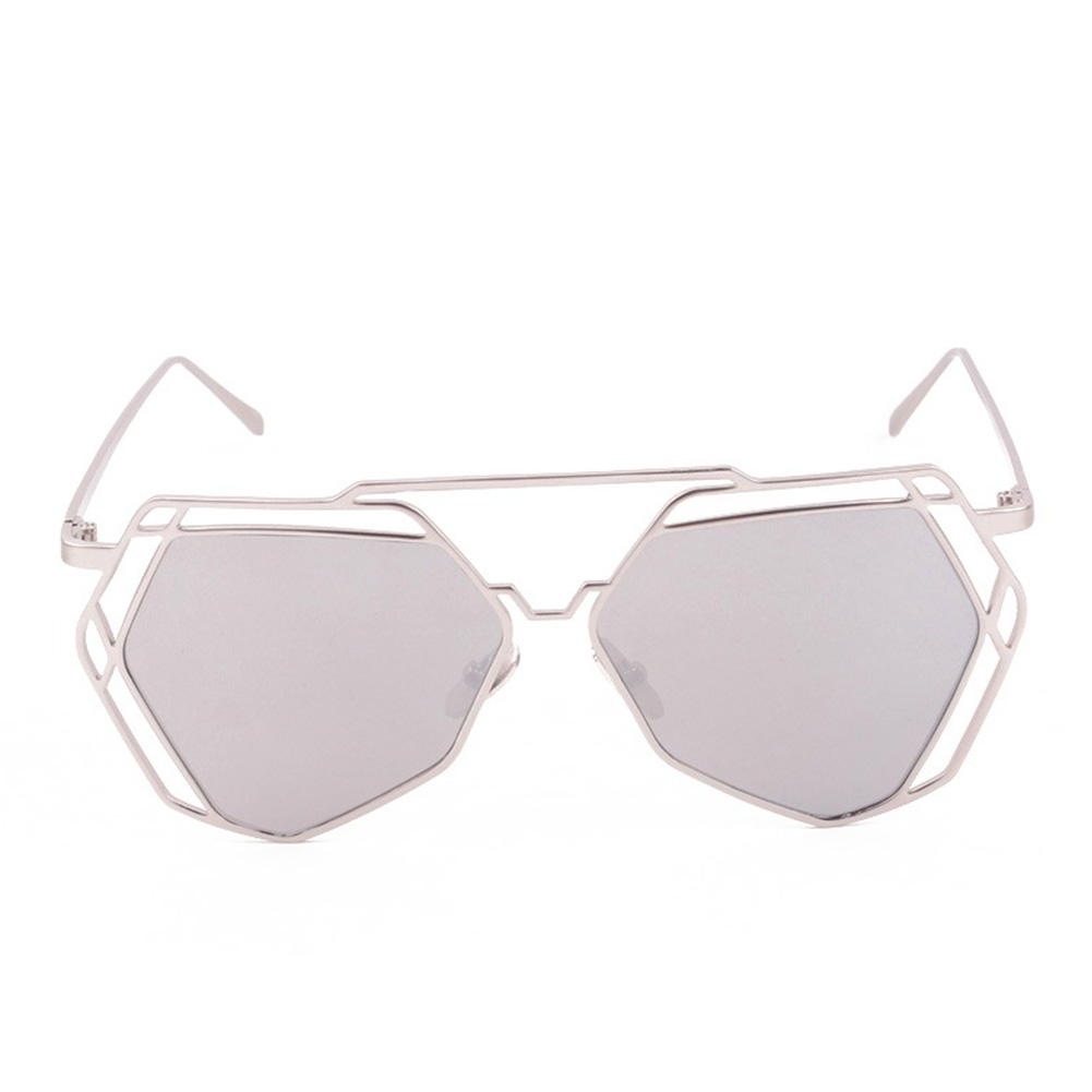 Women Big Mirror Hexagon UV400 Hollow Out Sun Glasses