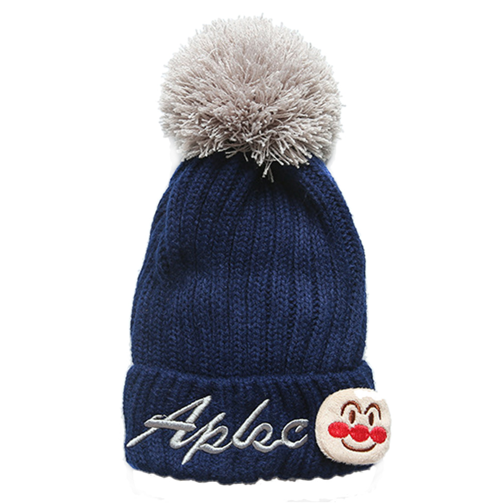 Classic Black Unisex Wool Beanie Cap Winter Warm Embroidery Crochet Knitted Hat