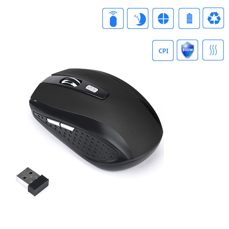 2.4ghz Computer Mouse Portable 6 Keys Usb Receiver Wireless Gaming Mouse black