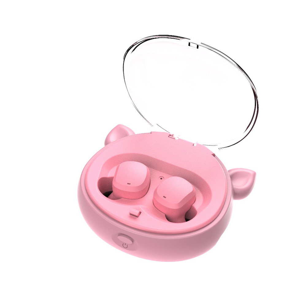 Wireless Headphone TWS Binaural Running Sports 5.0 Earphone Cartoon Style Subwoofer Bluetooth Headset Pink