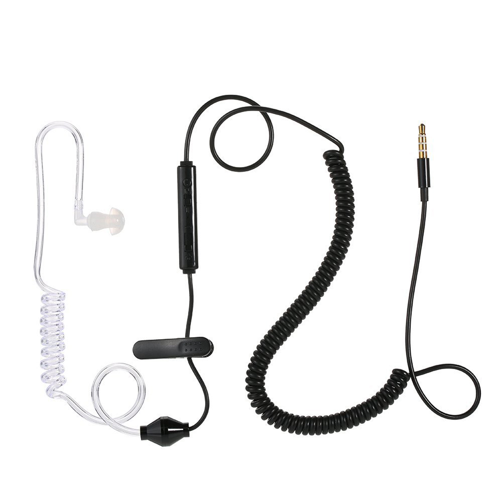 Intelligent Multifunction Headphone Anti Radiation Single Ear Hook Stereo Earphone 3.5mm Plug  Black line white tube
