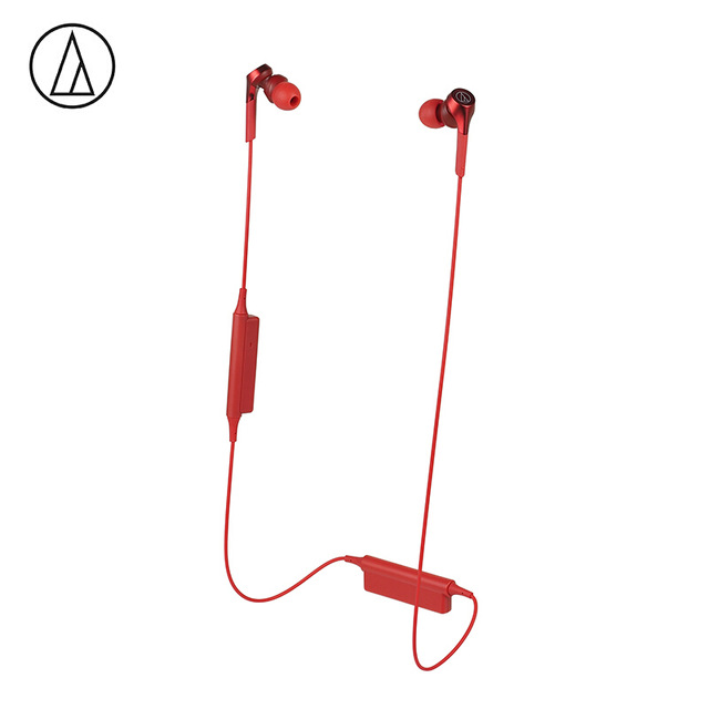 Original Audio Technica ATH-CKS550XBT Bluetooth Earphone Wireless Sports Headset Compatible With IOS Android Huawei Xiaomi Oppo Cellphone Red
