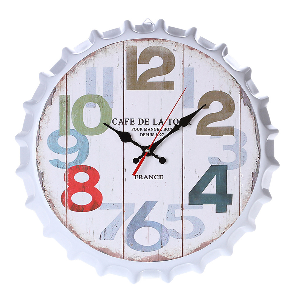 Wholesale Metal Retro Bottle Cap Mute Wall Clock Beer Bottle Cover Wall